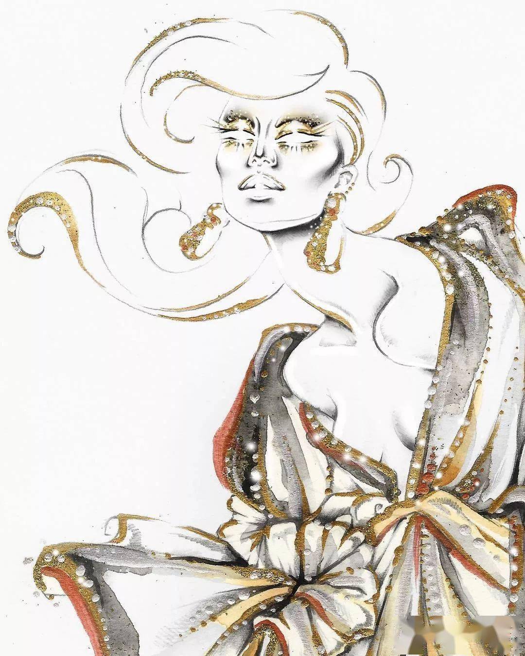 时尚|时装画上的褶皱不知怎么画？向这位时尚插画界的＂三宅一生＂学习一下！