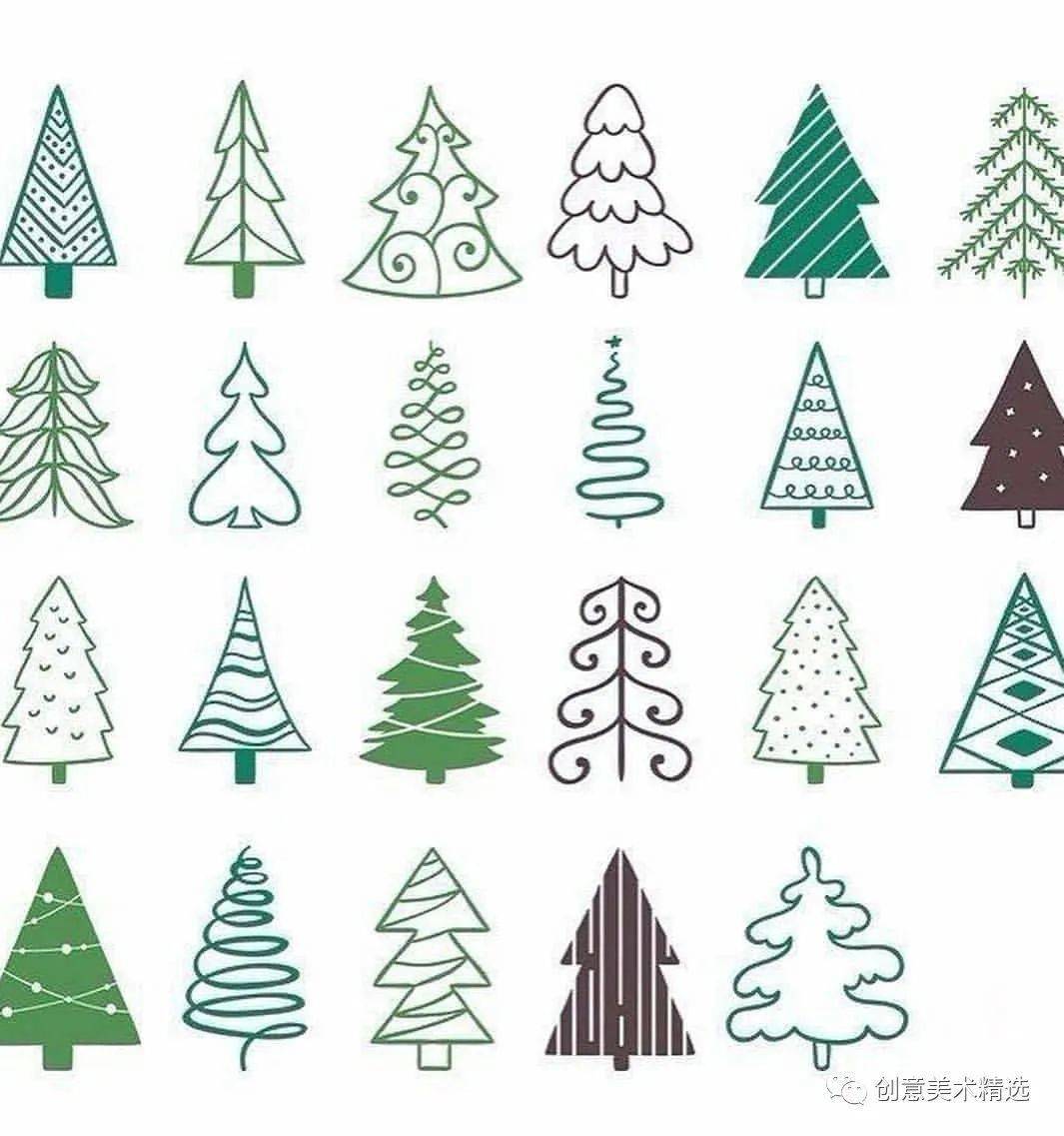 圣诞树怎么画——100个圣诞树简笔画,一学就会!