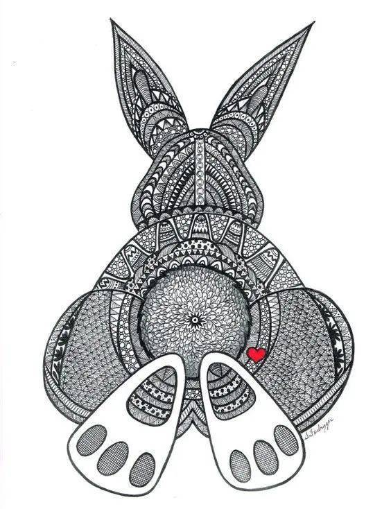 小兔子来啦13张漂亮的兔子主题黑白装饰画