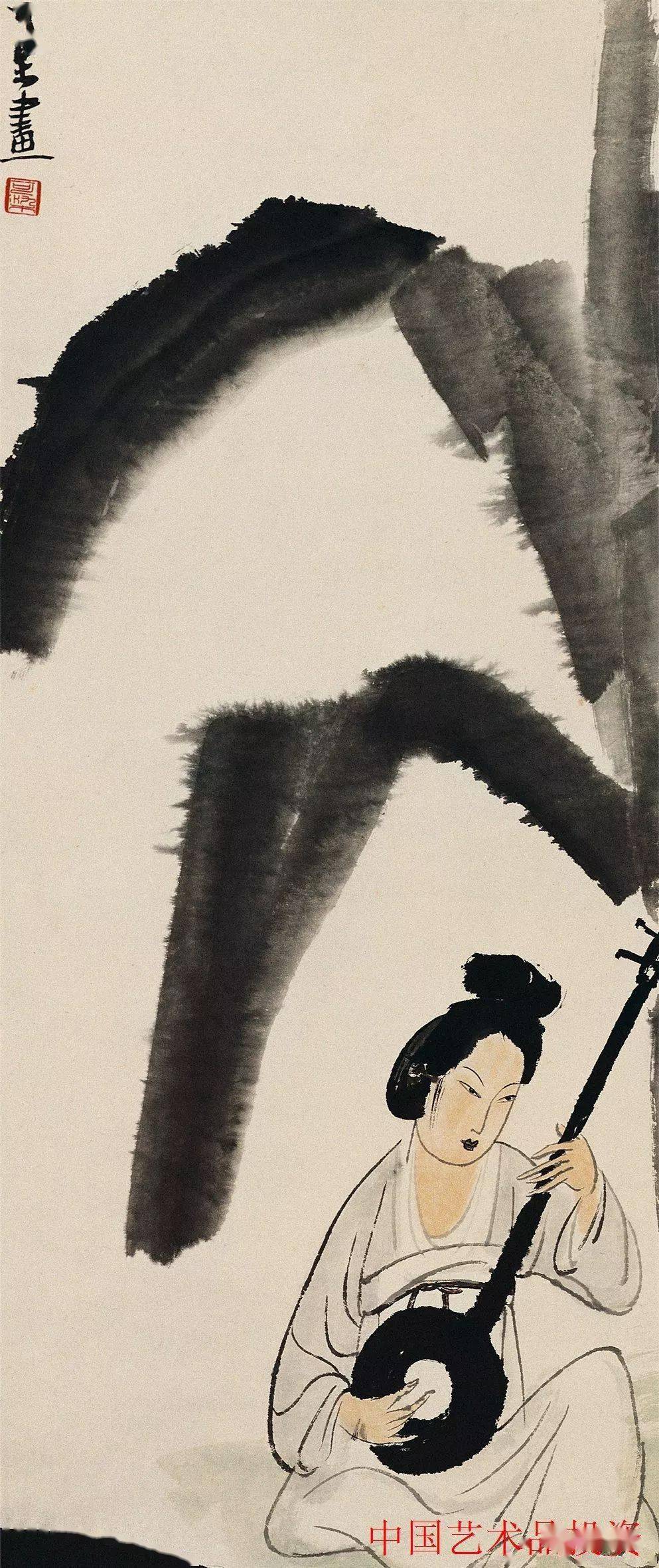 李可染(1907—1989)作李可染(1907—1989)作《蕉荫仕女图》李可染