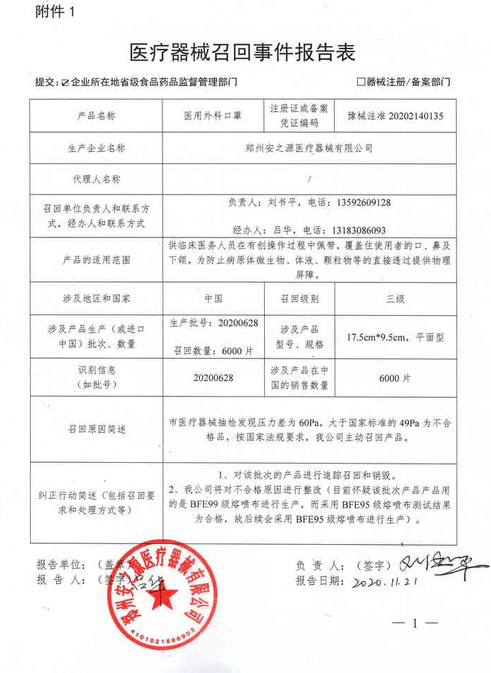 南阳人注意！这些【口罩】被紧急召回