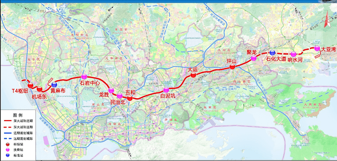 配套九围动车段1处,新建九围动车段,五和,坪山牵引变电所3座.