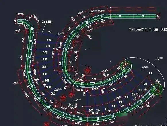 石材旋转楼梯cad素材正面与侧面平面图参考