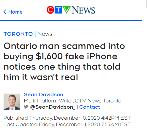 Ontario man scammed into buying $1,600 fake iPhone notices one thing that  told him it wasn't real