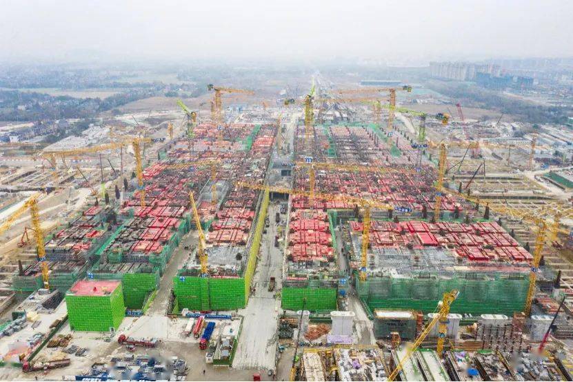 杭州西站枢纽建设现场航拍图