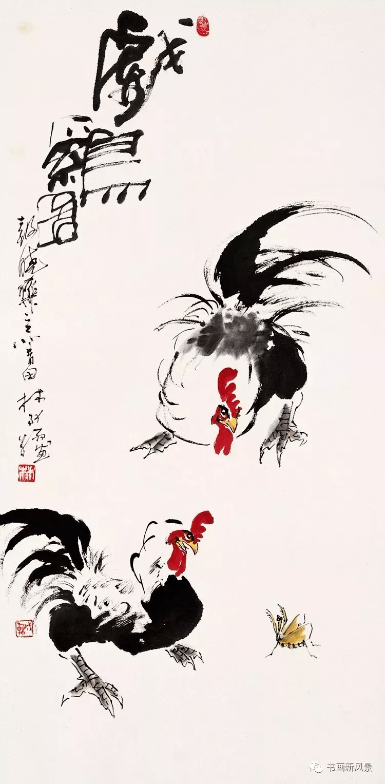 他画鸡极富夸张,但别有情趣_林成翰