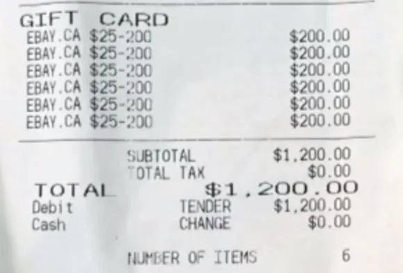 lopes是在sobeys超级市场购买该6张礼品卡,当她回到sobeys超市查询