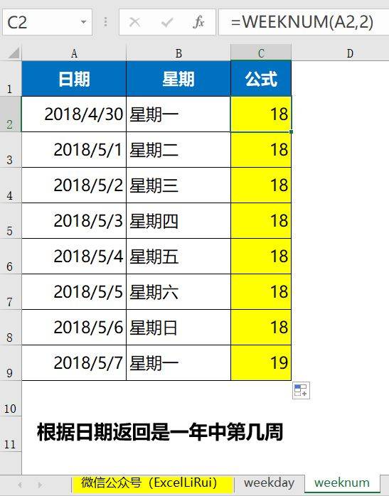 excel星期函数weekday,weeknum
