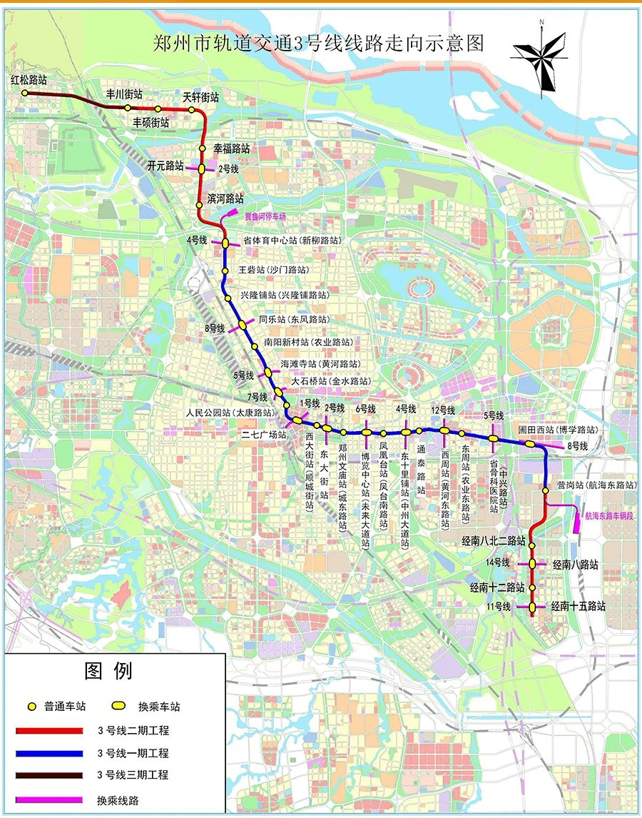 线路图:郑州地铁4号线开通时间:2020年12月26日11点18分运营时间