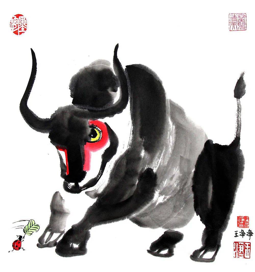 新年2021牛年插画元素,"牛"有"画"说