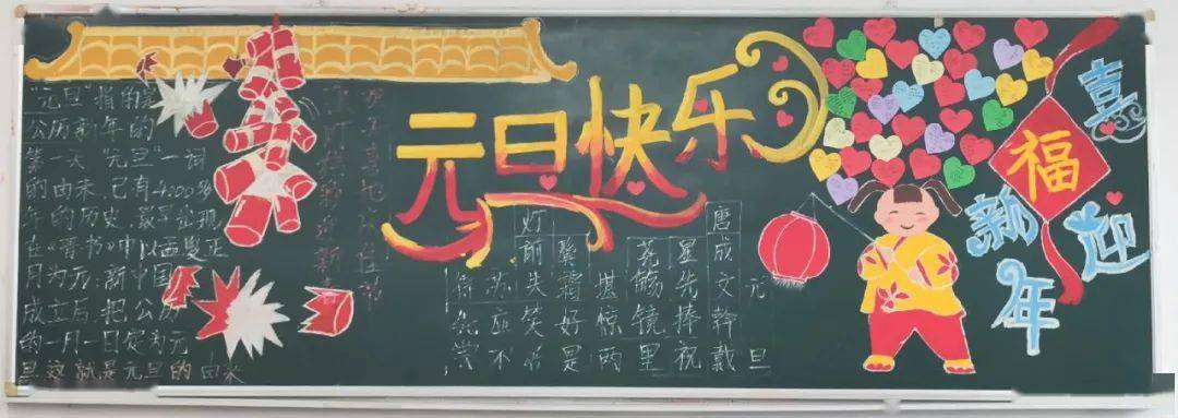 【文化】丹青妙笔绘佳节 ——高级中学开展"庆元旦,迎新年"黑板报大赛