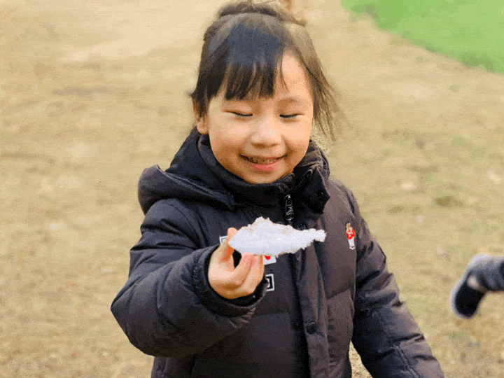 and children all over the campus exploring the ice and snow