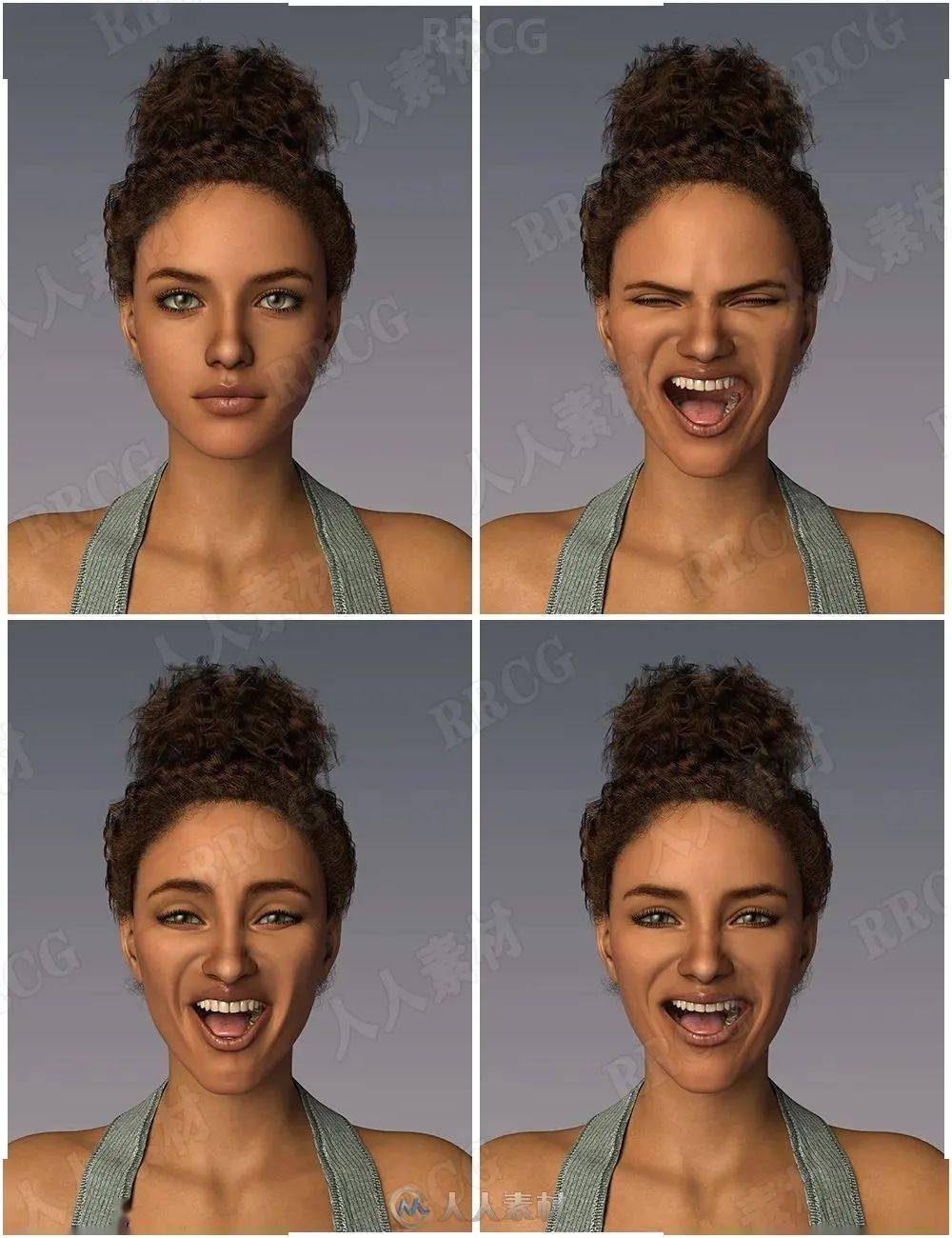 人物情感抒发大笑表情3d模型合集
