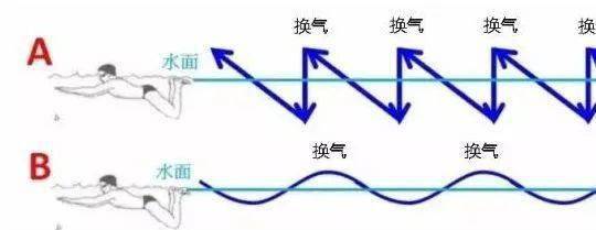 是锯齿状前进,吃水又深,是非常没有效率的前进方式,当然有些蛙泳换气