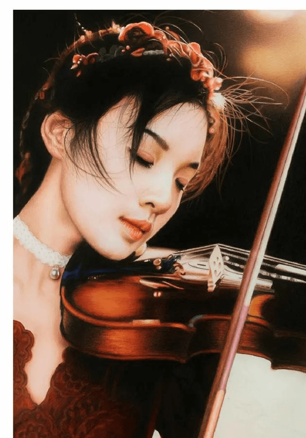板绘郑剑光手绘拉小提琴的女孩67676767
