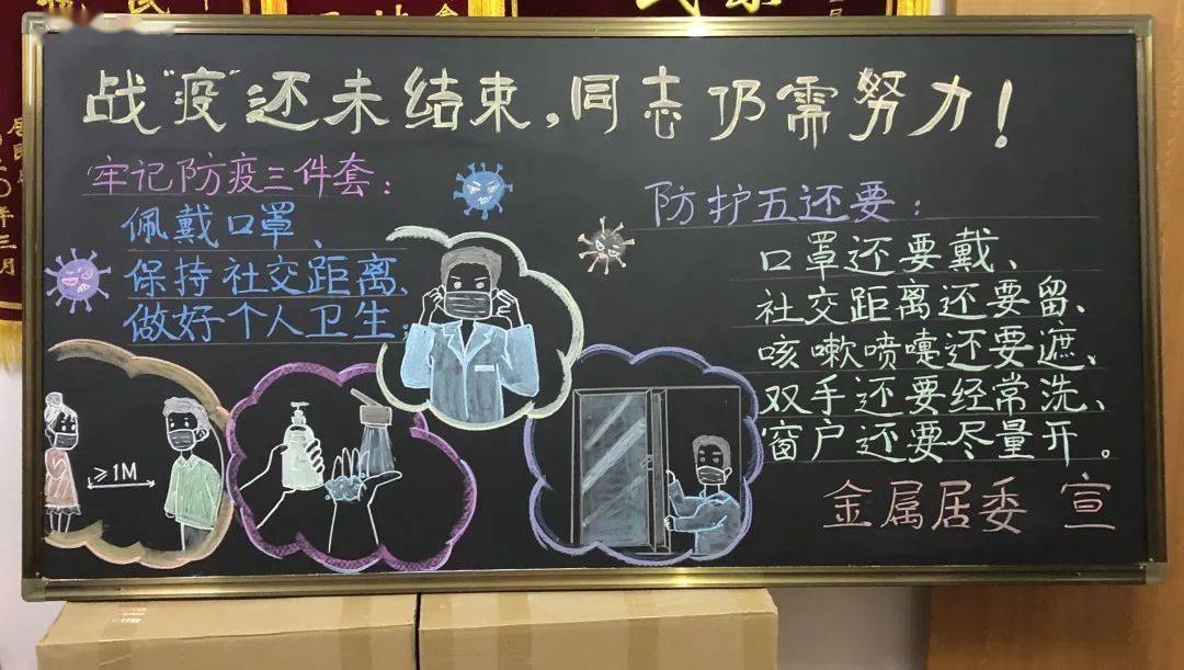 手绘黑板报 防疫早知道——广中路街道加强社区防疫宣传