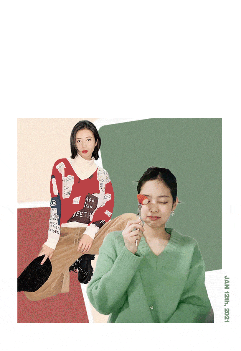 虽然热巴的V领毛衣很好看,但我还是选了珍妮的无腰冬衫