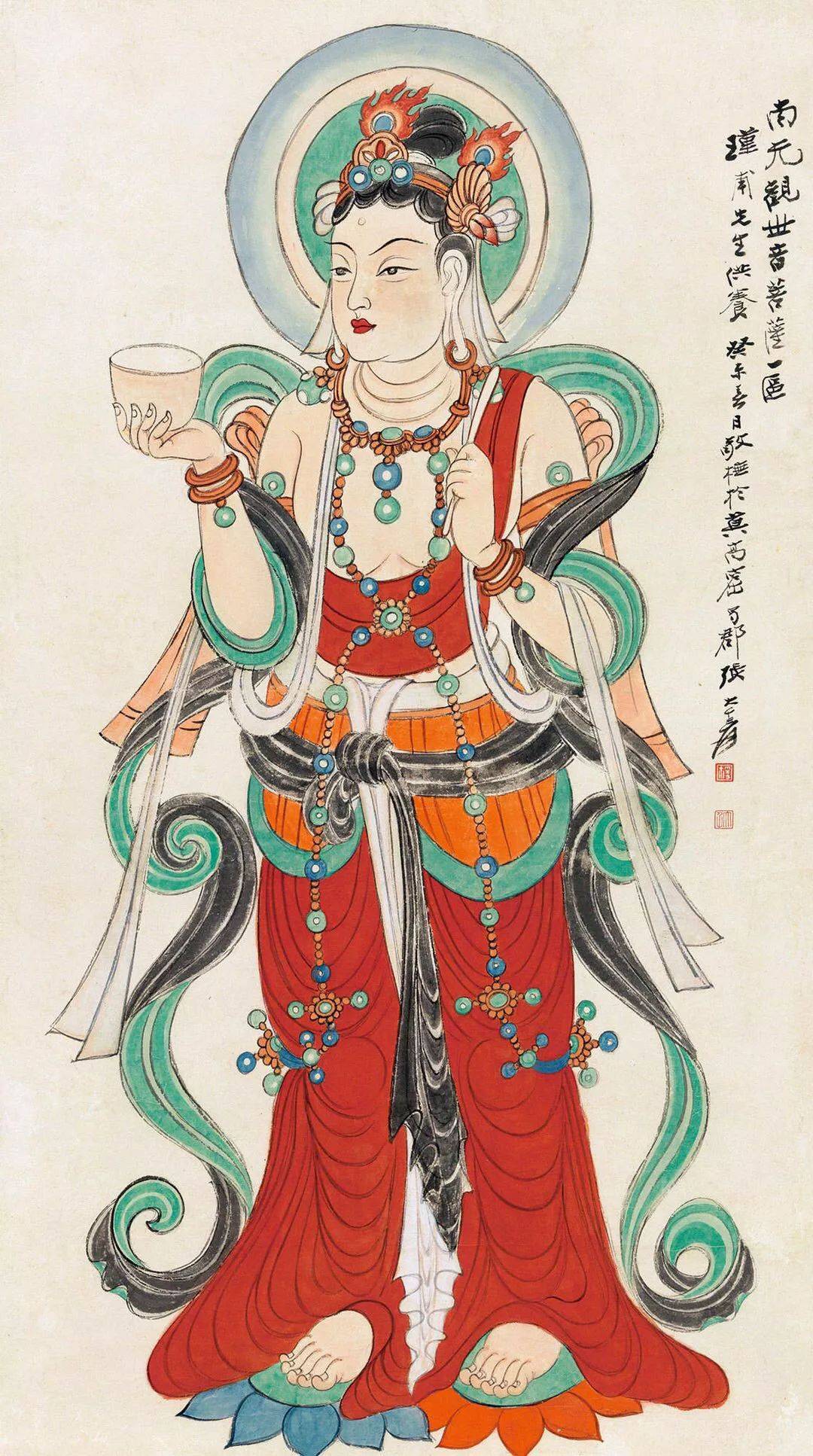中国画坛的艺术巨匠张大千临摹的敦煌壁画86图