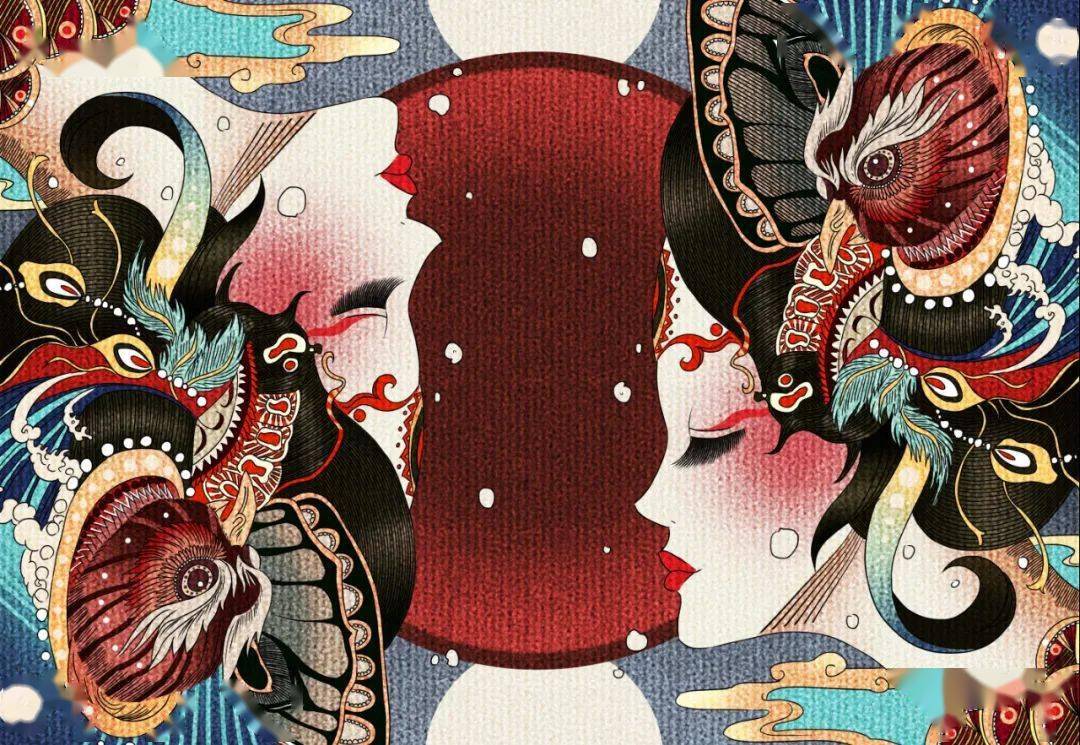 图层分析丨16款日本文化女人头饰发髻浮世绘手绘插画仙鹤和风【229期