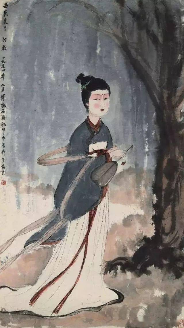 《柳堤仕女》▲傅抱石 《二湘图》▲傅抱石 《湘君夫人》五,李可染