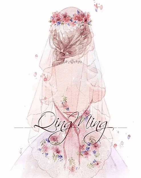 水彩| 一组小清新水彩风女孩背影 · 花嫁系列