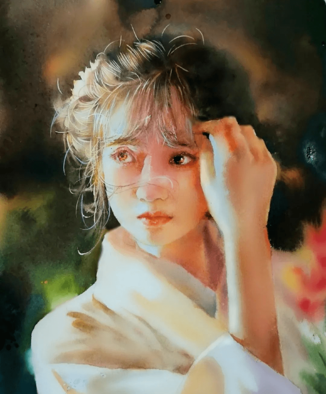 水彩 光影很好看的小姐姐,美到我了!