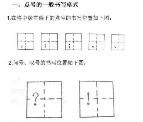 小学阶段必考的标点符号歌,附标点在田字格里的书写规范格式!