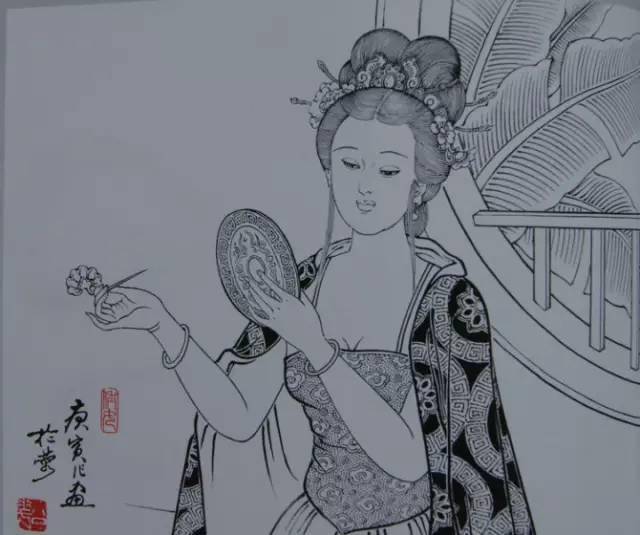 国画白描美女人物欣赏,收藏临摹!