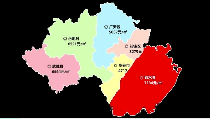 广安各区市县2021年房价出炉你猜哪个地方最高