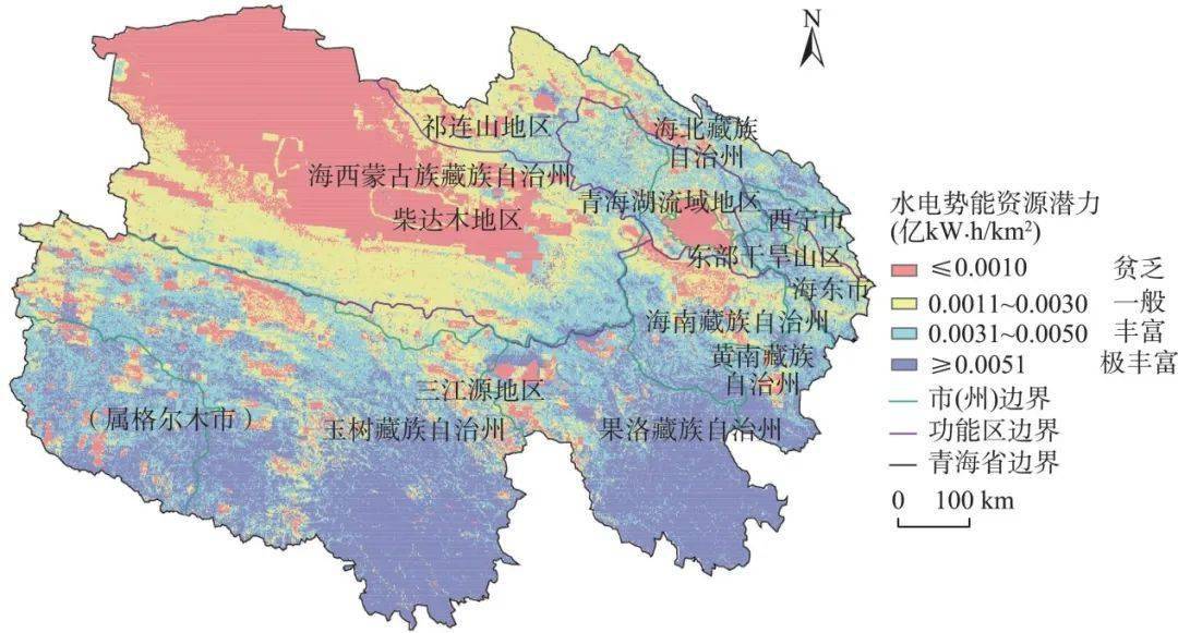 2000—2018年青海省多年平均风能发电潜力的空间分布2从清洁能源结构