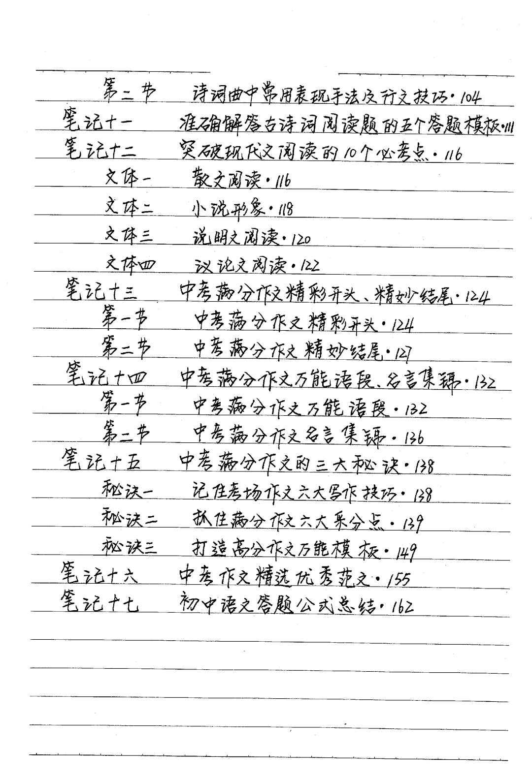 171页初中语文学霸手写笔记,跟着学你也能次次高分!