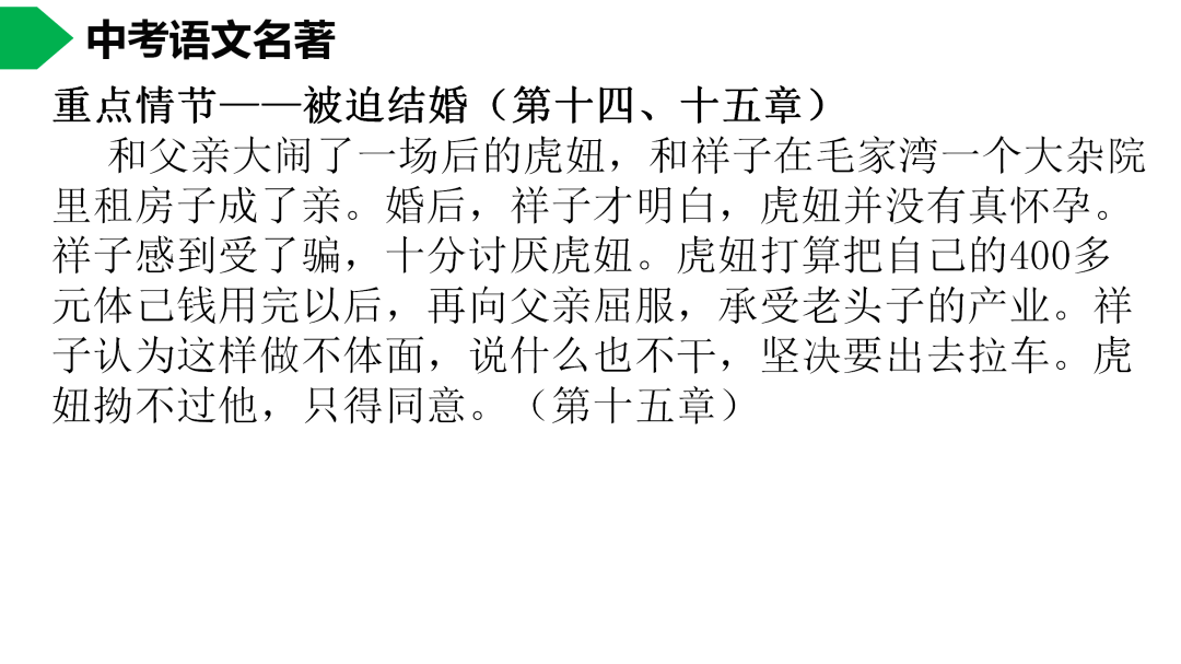 初中语文七下《骆驼祥子》名著导读 思维导图  考点合集,寒假预习必收