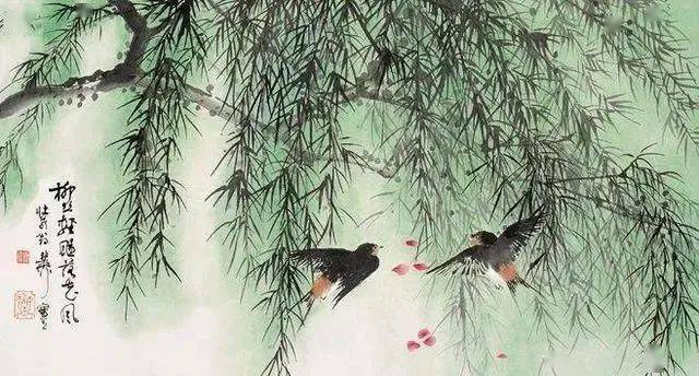 国画里的杨柳舞春风,太美了