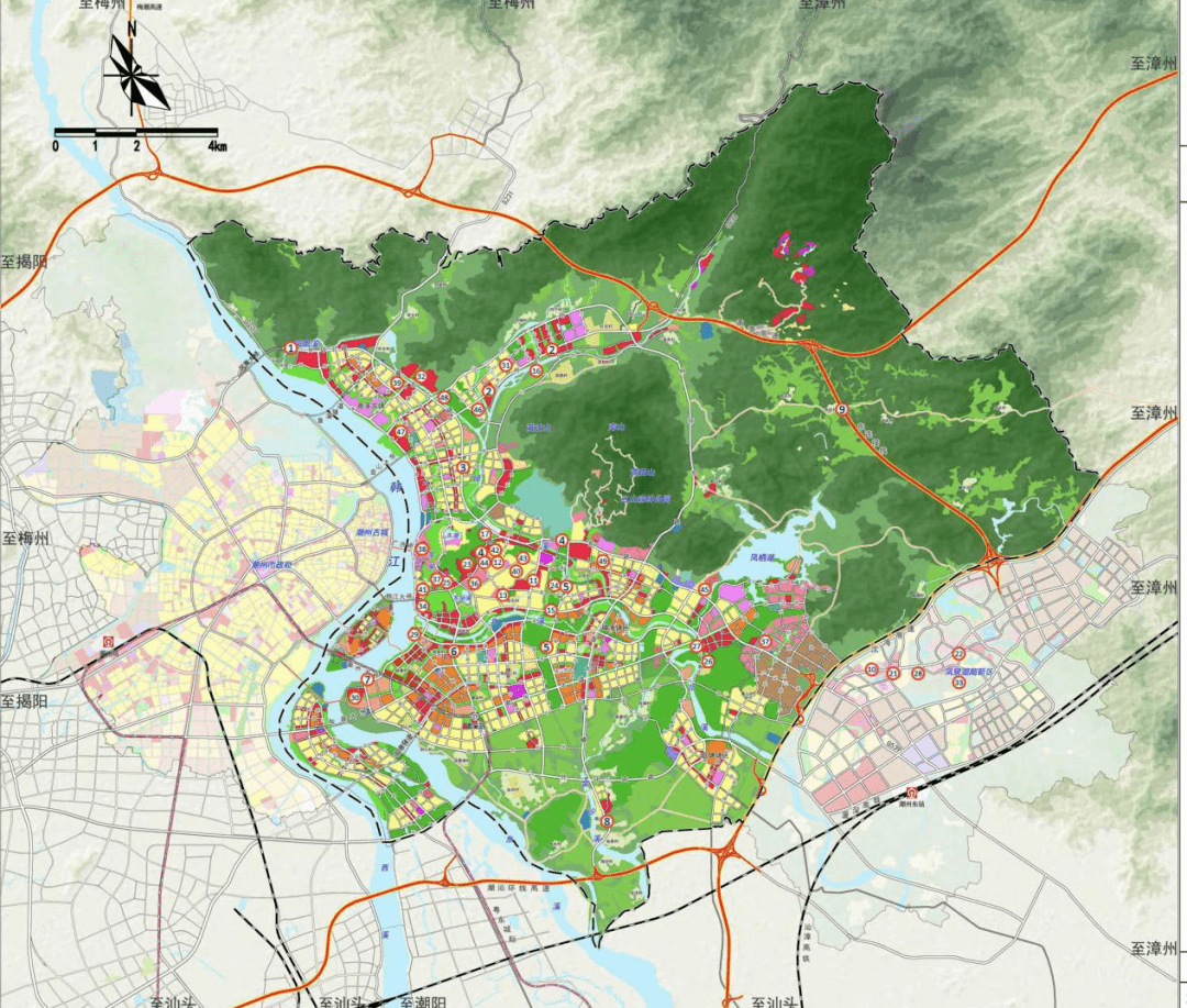 一路向东,无疑成为潮州城市发展的主要方向,而  韩江新城的崛起,便是