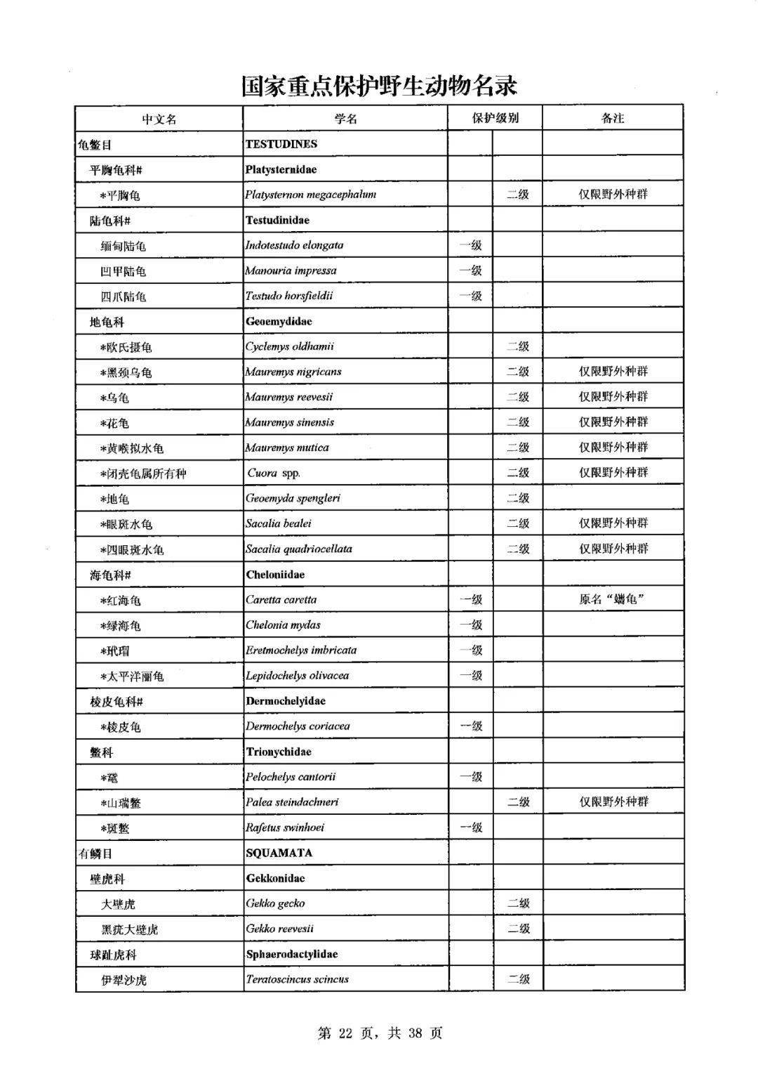 2021版《国家重点保护野生动物名录》(附全文)自2月1日起实施