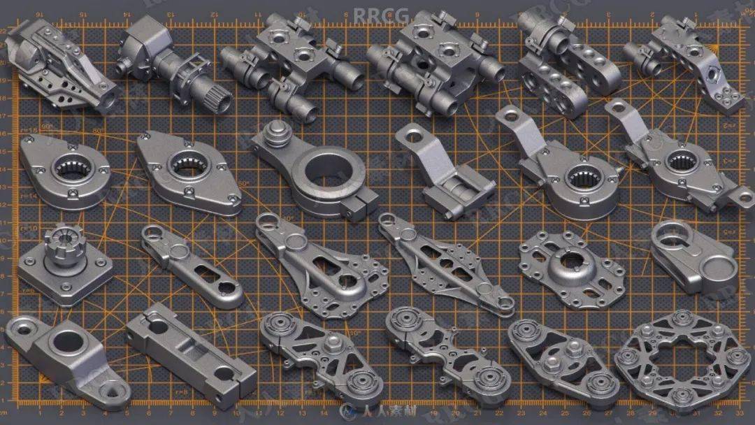 400组科幻硬表面机械零件雕刻细节3d模型合集_素材