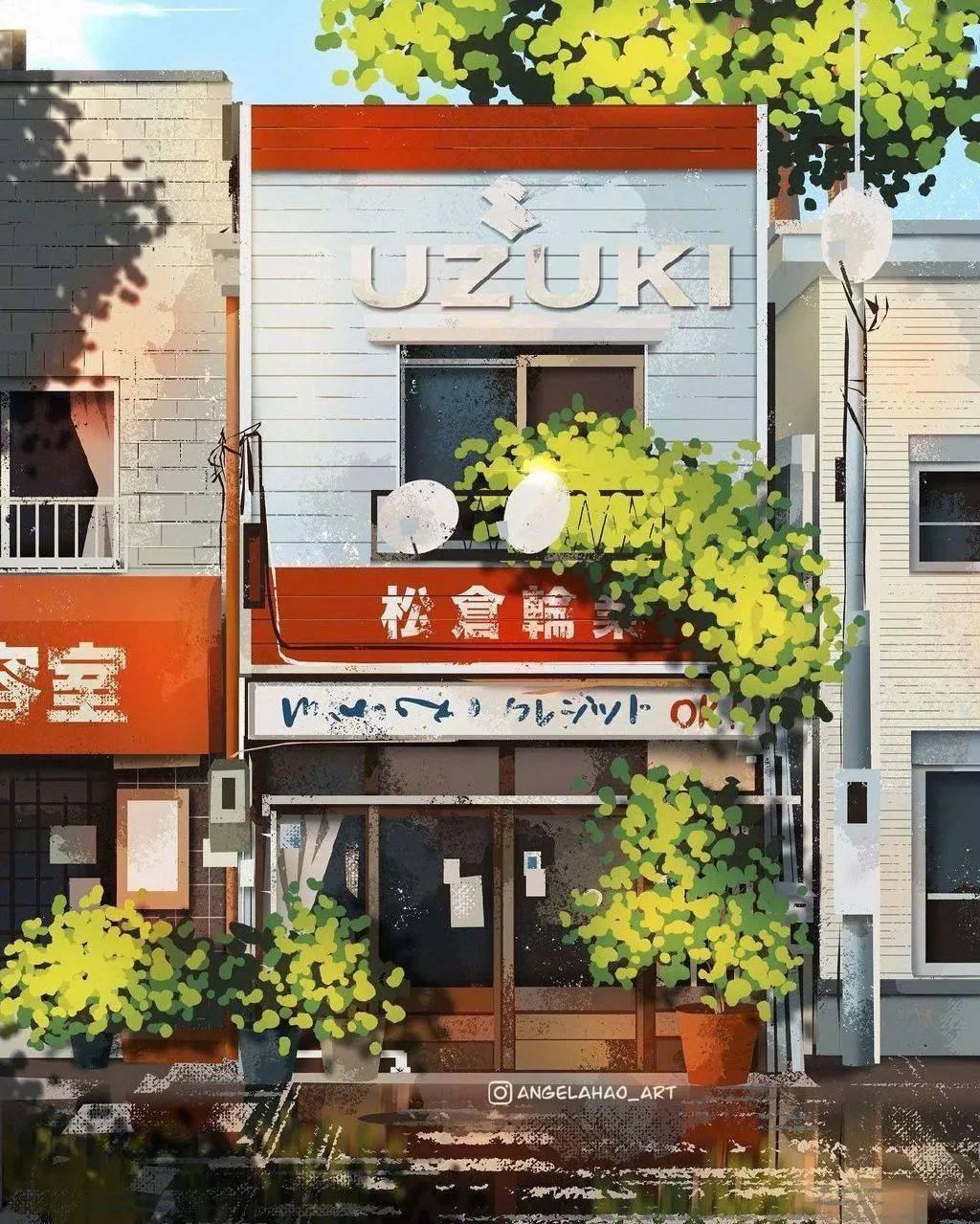 日本街头小店插画