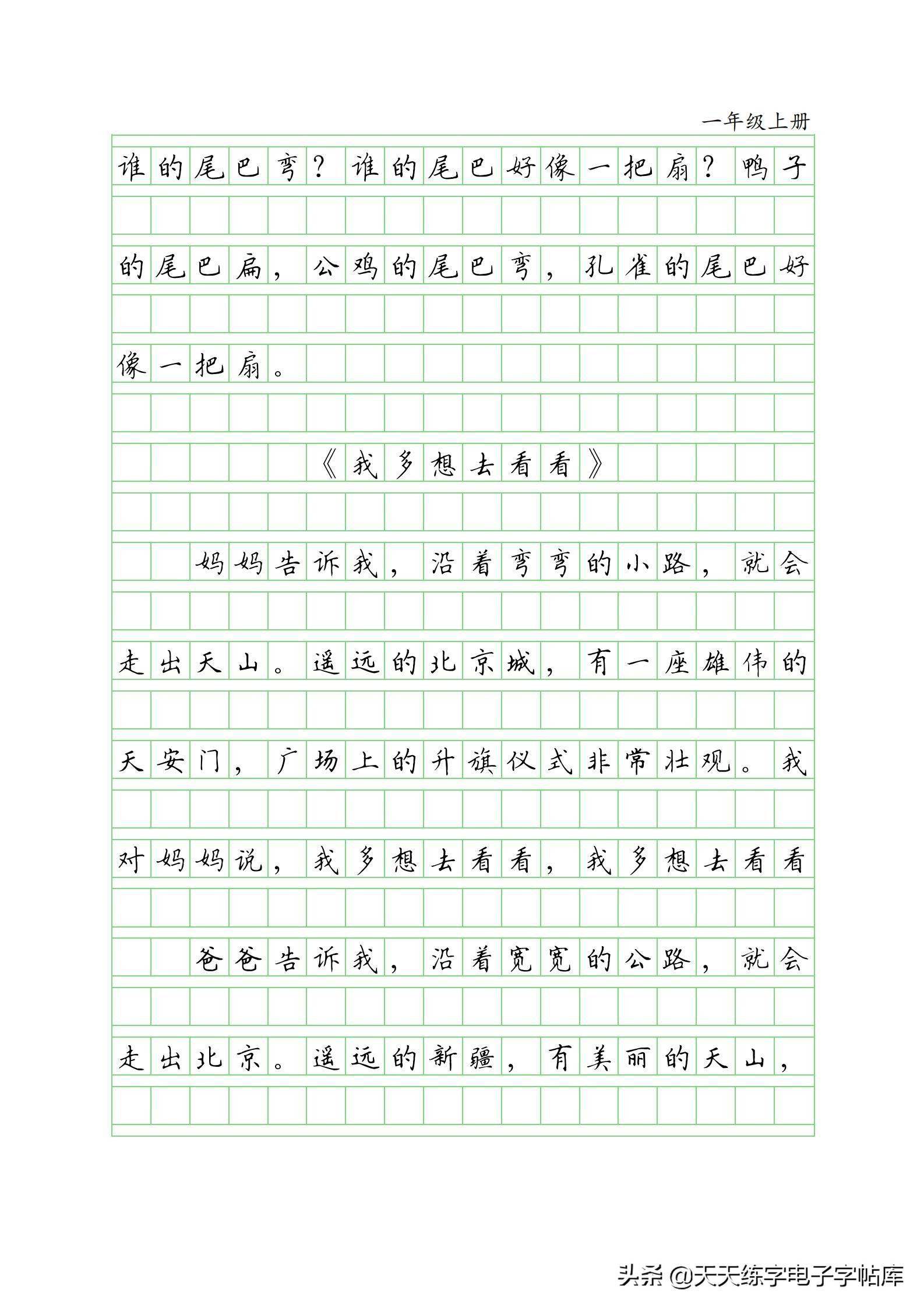 作文格专项训练内容精选小学一年级课文抄写