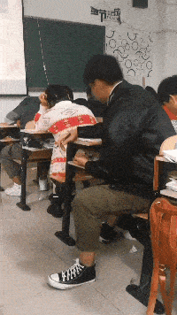 搞笑gif动态图:爱美的鹦鹉,用报纸装扮自己