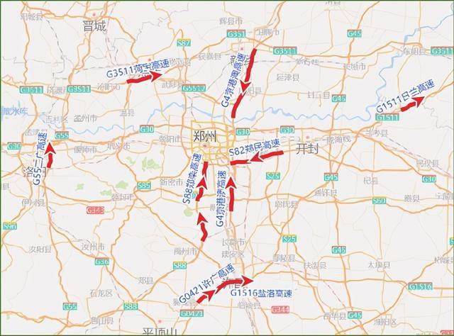压力较大路段有: 郑州至洛阳,登封,新密等旅游赏花方向:郑少洛高速,连
