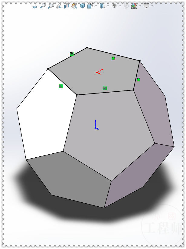 solidworks练习题,此图用正12面体切割而成