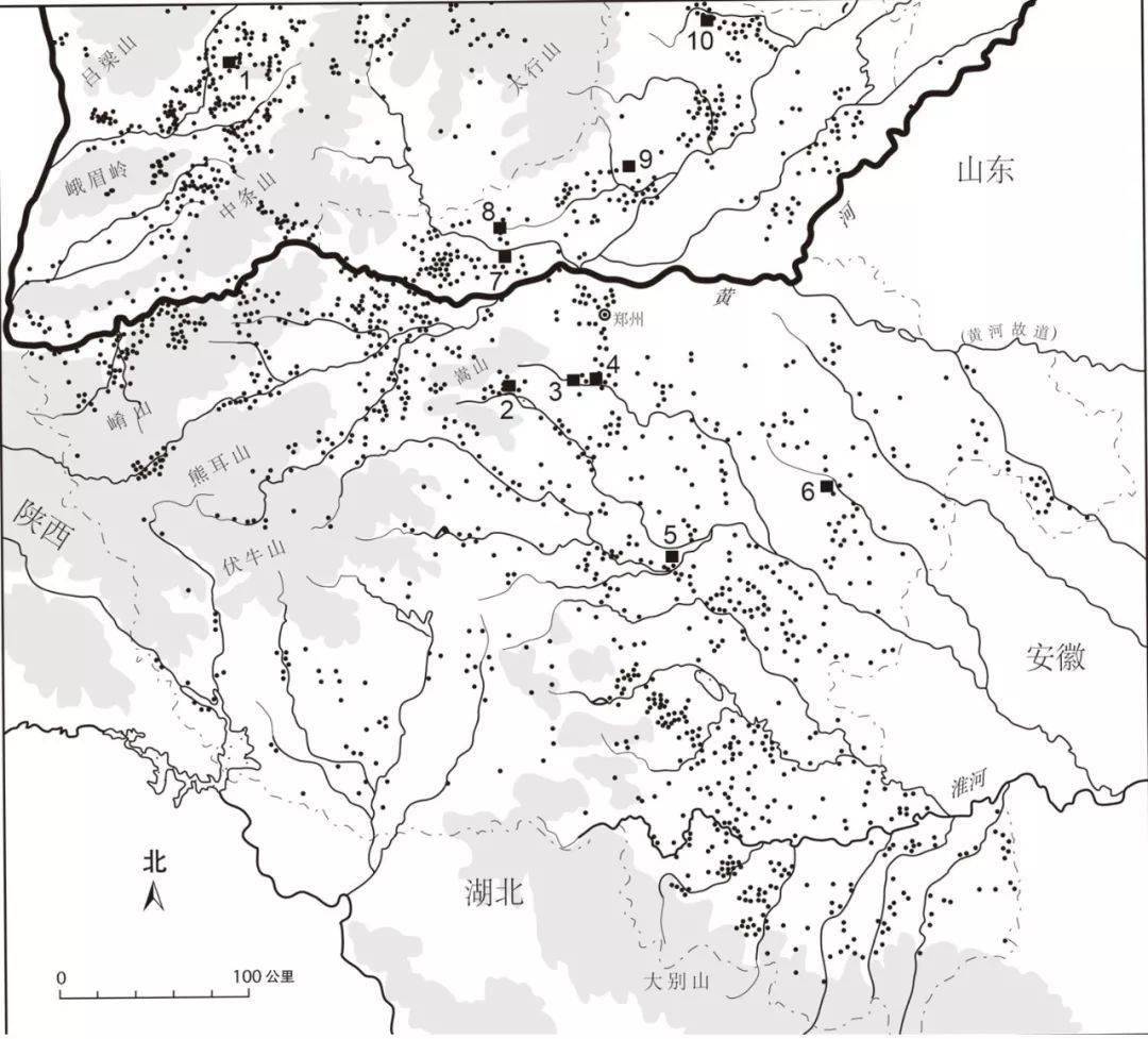 河南,山西南部和山东西部龙山文化遗址