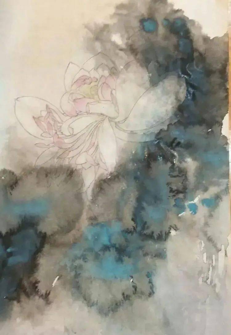 【图文教程】泼墨荷花画法--刘金保工笔花鸟画教程
