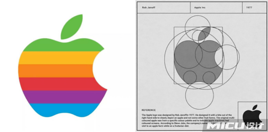 次年苹果公司又设计了一款新logo,也成为苹果公司logo的始祖,彩虹色