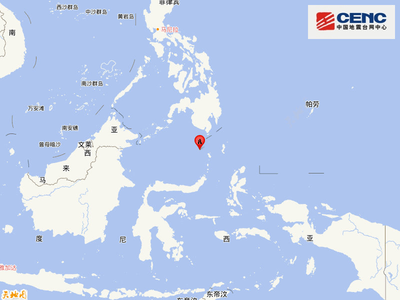 苏拉威西海(西里伯斯海)附近发生6.1级左右地震