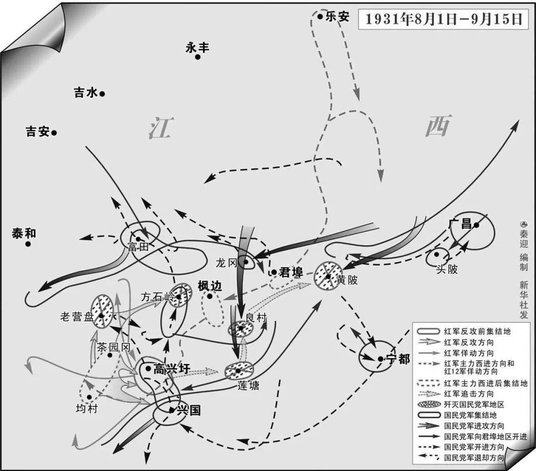 采取"分路围攻,长驱直入"的战术,兵分三路对中央苏区开始进行第三次"
