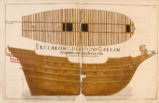16世纪 葡萄牙盖伦帆船的设计草图