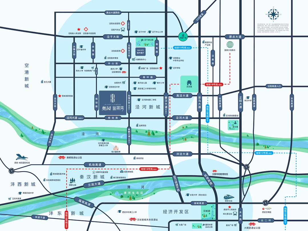 奥园·誉景湾择址大西安北跨的中心—泾河新城泾阳片区,与崇实中学一