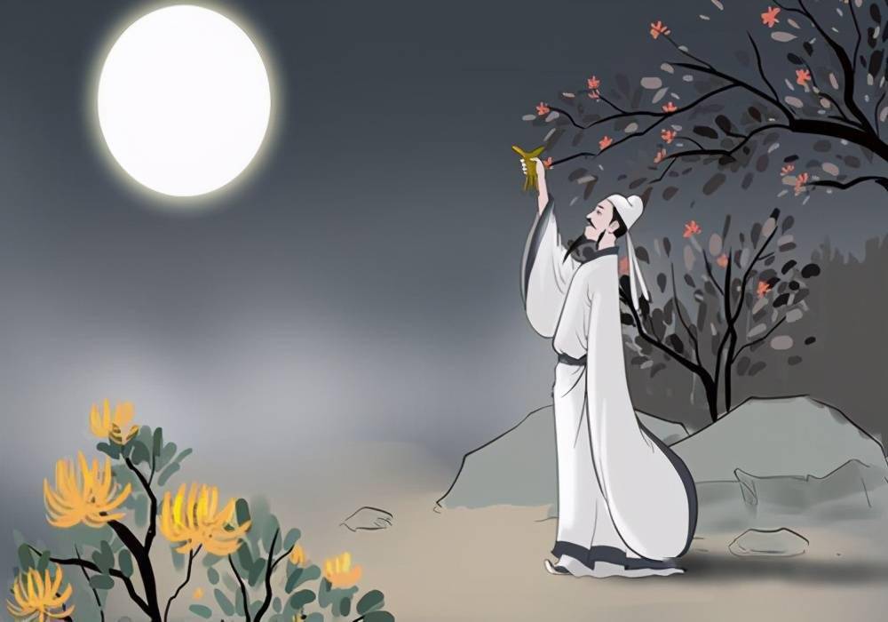 李白举杯,三问月亮,诗意豪放飘逸