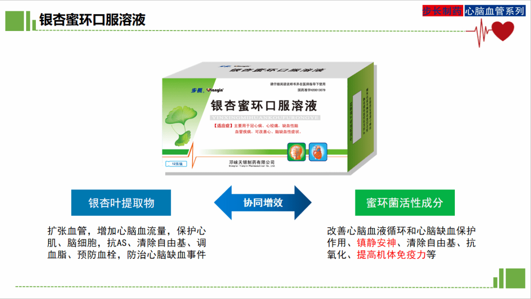 更好解决心脑缺血问题【成分】本品为复方制剂,其组份为银杏叶提取物